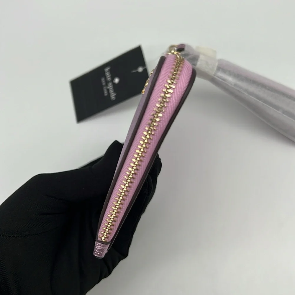 Kate Spade Lucy Metallic Small L-zip Wristlet Quartz Pink